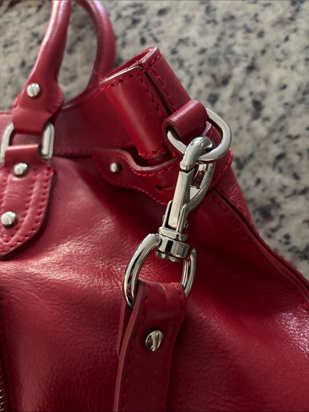 Cole Haan Red Leather Shoulder Hobo Tote Bag, Multiple Pockets, Like New - Picture 7 of 13